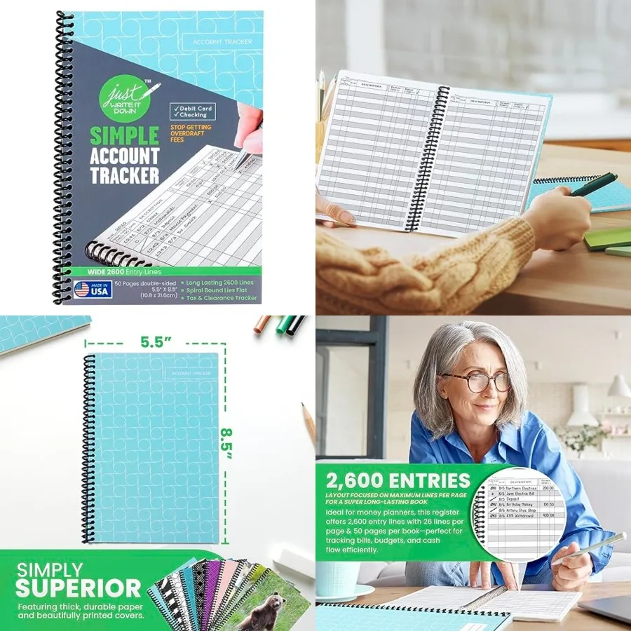 

's Premium Check Book Register Debit Card Ledger Notebook - Checking Account Register, Business Ledger, Cash Log Expense Tracke