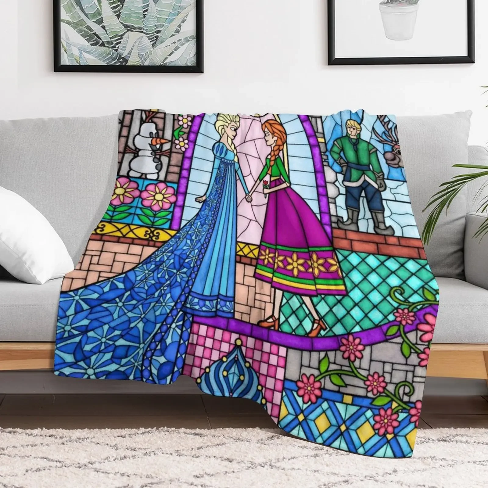 Sisterly Love in the Stained Glass Window Throw Blanket Blankets For Baby Plush Thin Retros Blankets