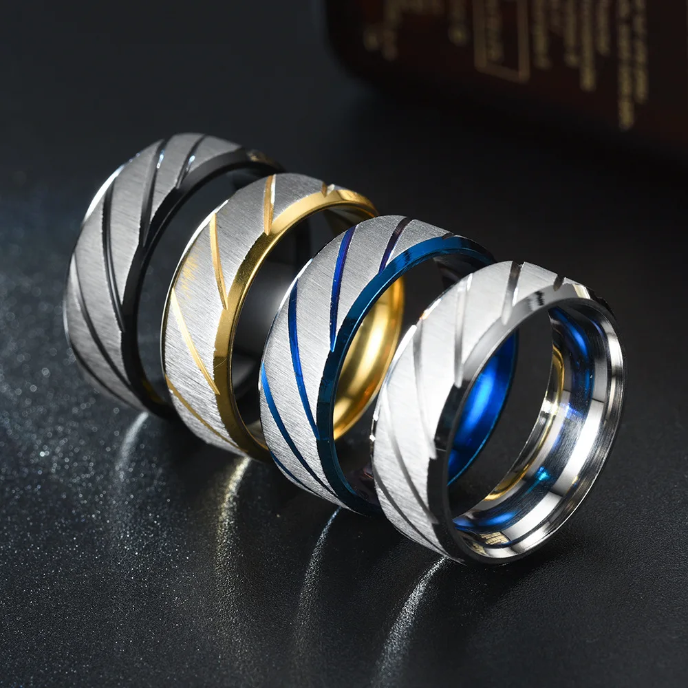 Fashion Gold Wave Pattern Stainless Steel Infinity Ring for Couples - Men And Women Wedding Engagement Jewelry Gift