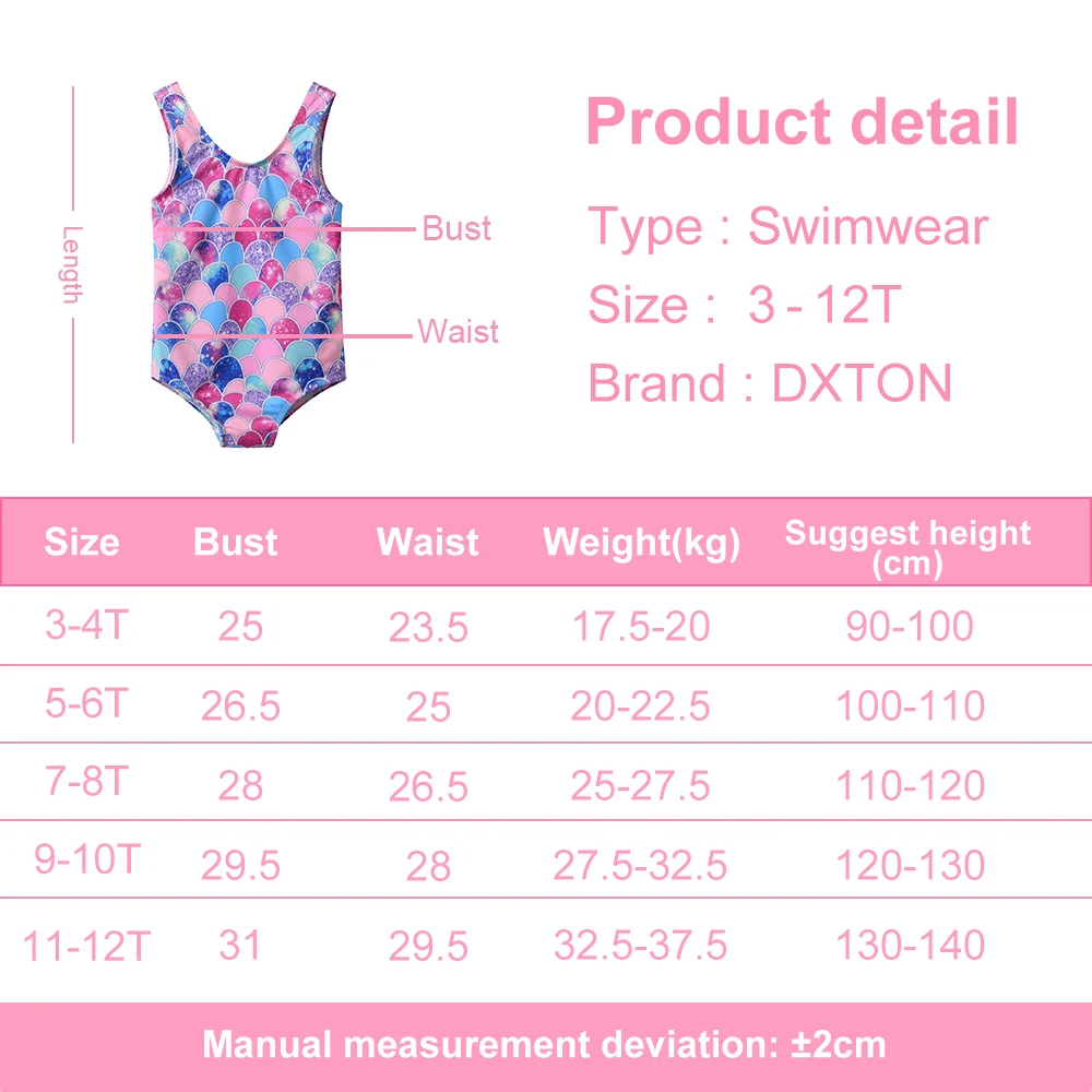 DXTON Girls Swimsuits One Piece Summer Vacation Beachwear Mermaid Shinny Swimwear Bikini Girls Swimsuits Bathing Suits Monokini