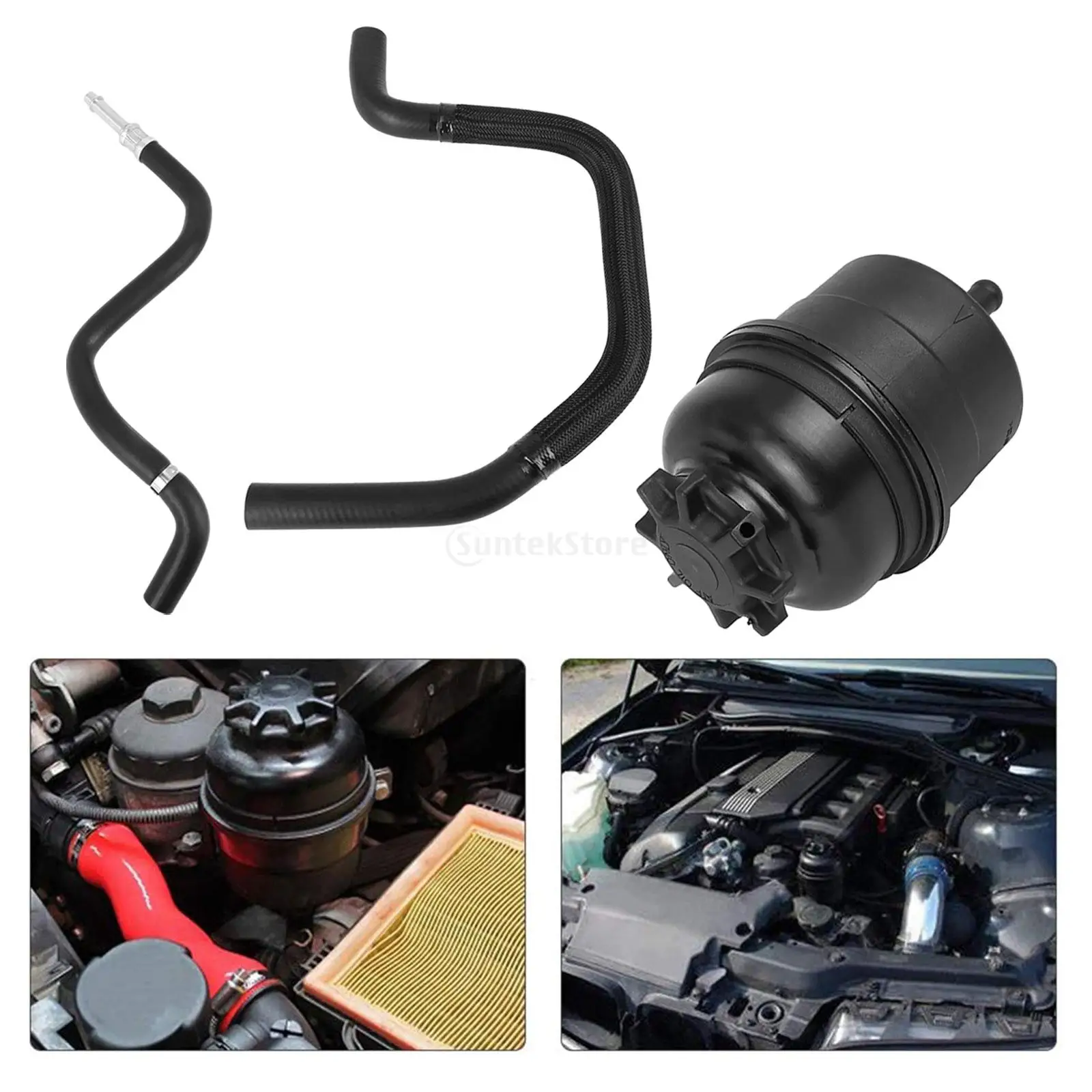 Power Steering Fluid Reservoir and Hose Line Set 32411097164 Black for BMW E38 E39 525i 528i 530i Vehicle Spare Parts