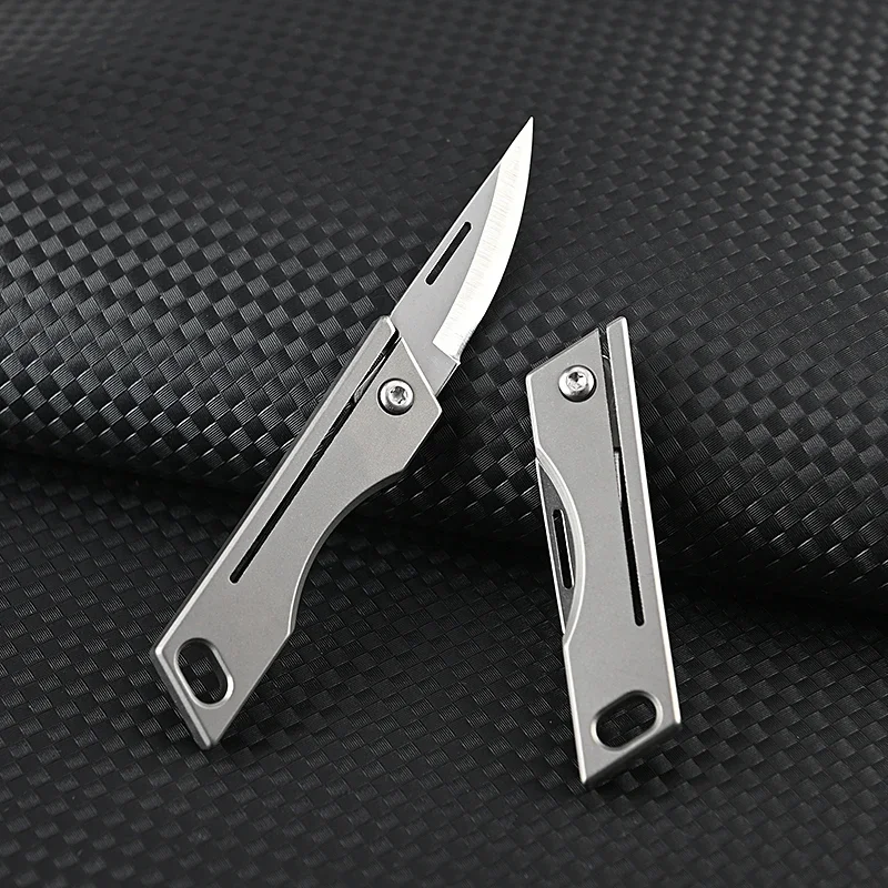 Mini Titanium Alloy Folding Knife Outdoor Camping Portable Keychain Open Box Pocket Knife Gift EDC Tool