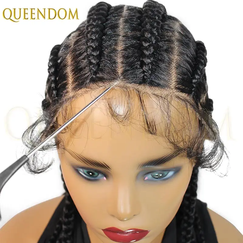 20inch Wear And Go Glueless Synthetic Full Lace Wig Handmade Goddess Braiding Knotless Box Braids for Women