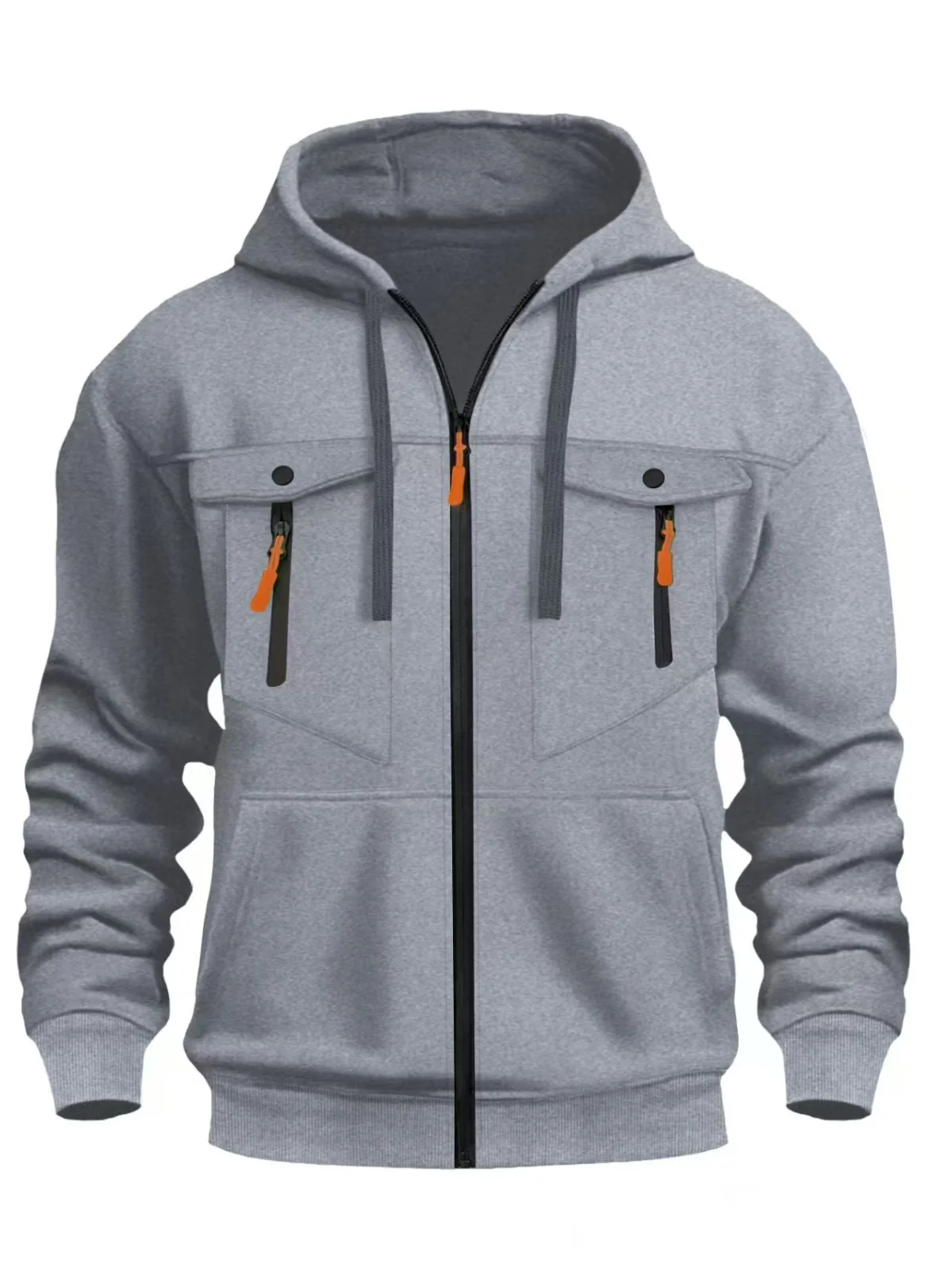 

Men's new autumn-winter casual outdoor zipper hooded sweatshirt stylish comfortable loose-fitting with multiple pockets sporty t