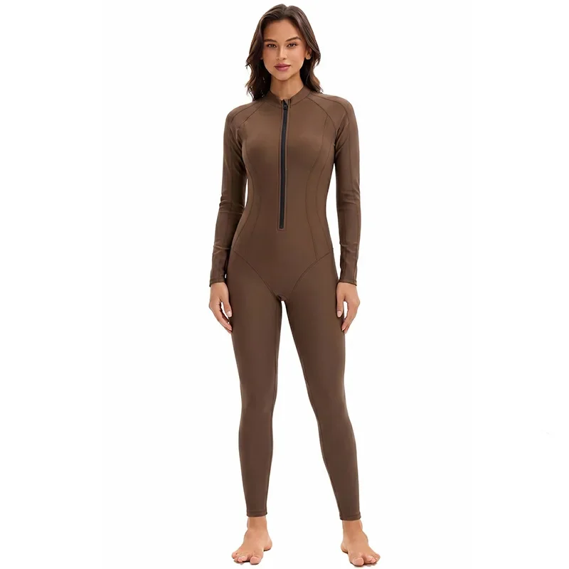 Women Long Sleeve Swimwear Conservative Swimsuit Long Pants Sun Protection Diving Suit Nylon 2026 New Rash Guard Beachwear
