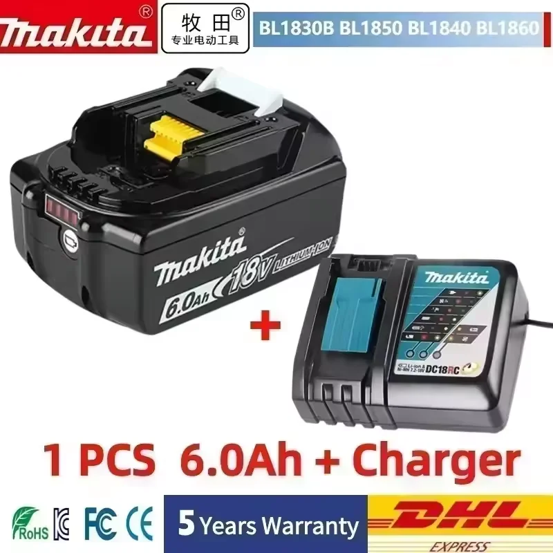 Originele Makita 18V 4-slots snellader DC18RD voor BL1860 BL1850 BL1030 BL1860B, 6.0Ah 5.0Ah 3.0Ah Li-ion accu's