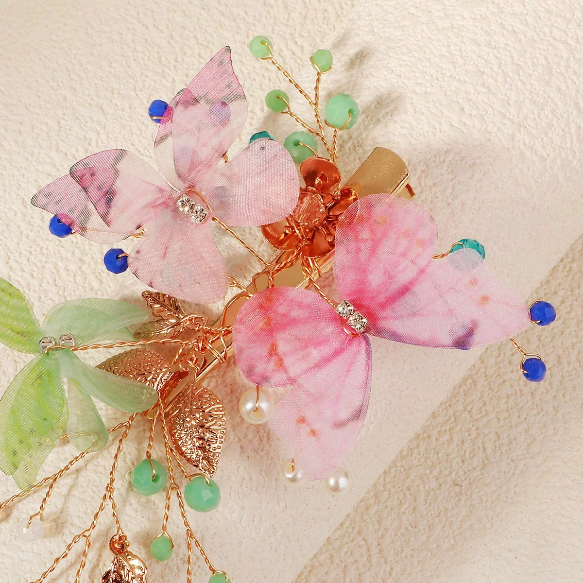 

Colorful Butterfly Side Braid Hair Clip Handmade Alligator Clip Elegant Wedding Hair Accessory Decorative Hairpins Women