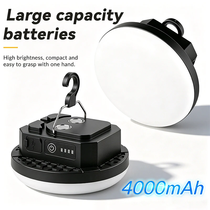 KT-788 4000mAh LED Camping Lantern 300LM Type C Rechargeable Magnetic Work Light Power Bank with Hook IPX4 Waterproof Emergency