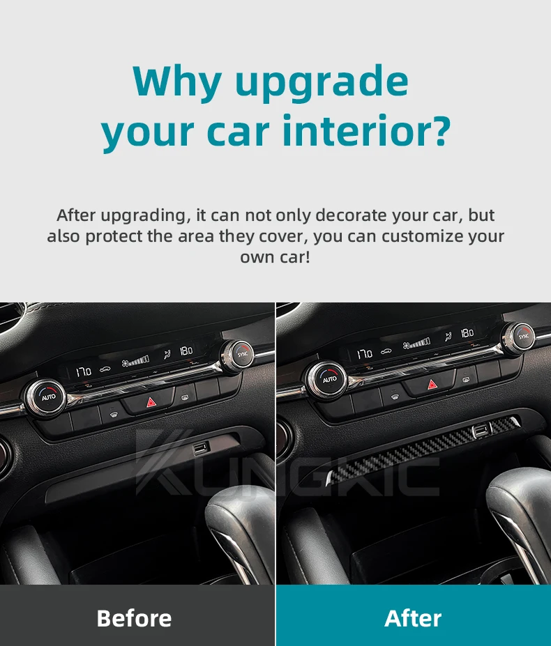 Echter, weicher Carbonfaser-Aufkleber für Mazda 3 Axela 2019 2020 2021 2022 2023 2024 2025 LHD RHD Auto-Mittelkonsole USB-Rahmenverkleidung – Detail 3