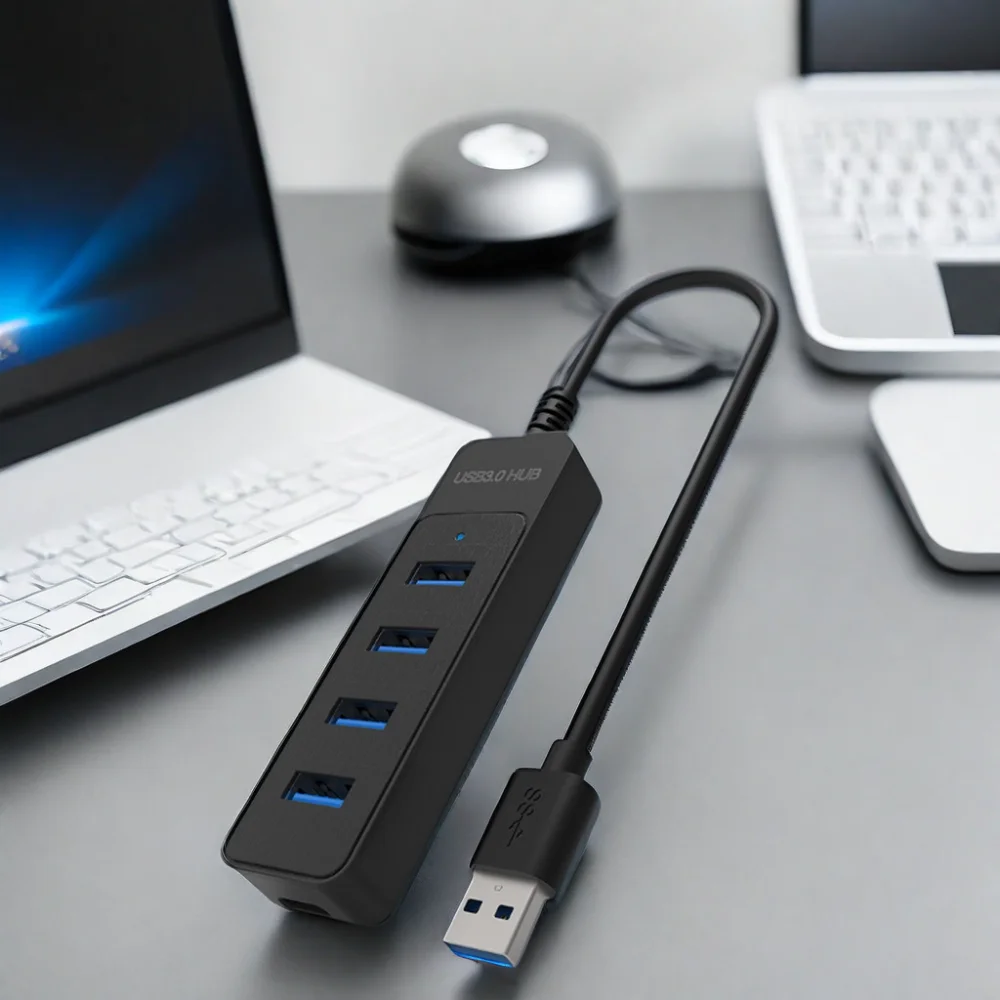 DTECH Transfer Data 4-in-1 USB Docking Station Extender Adapter USB 3.0 Hub 4-poorts met LED