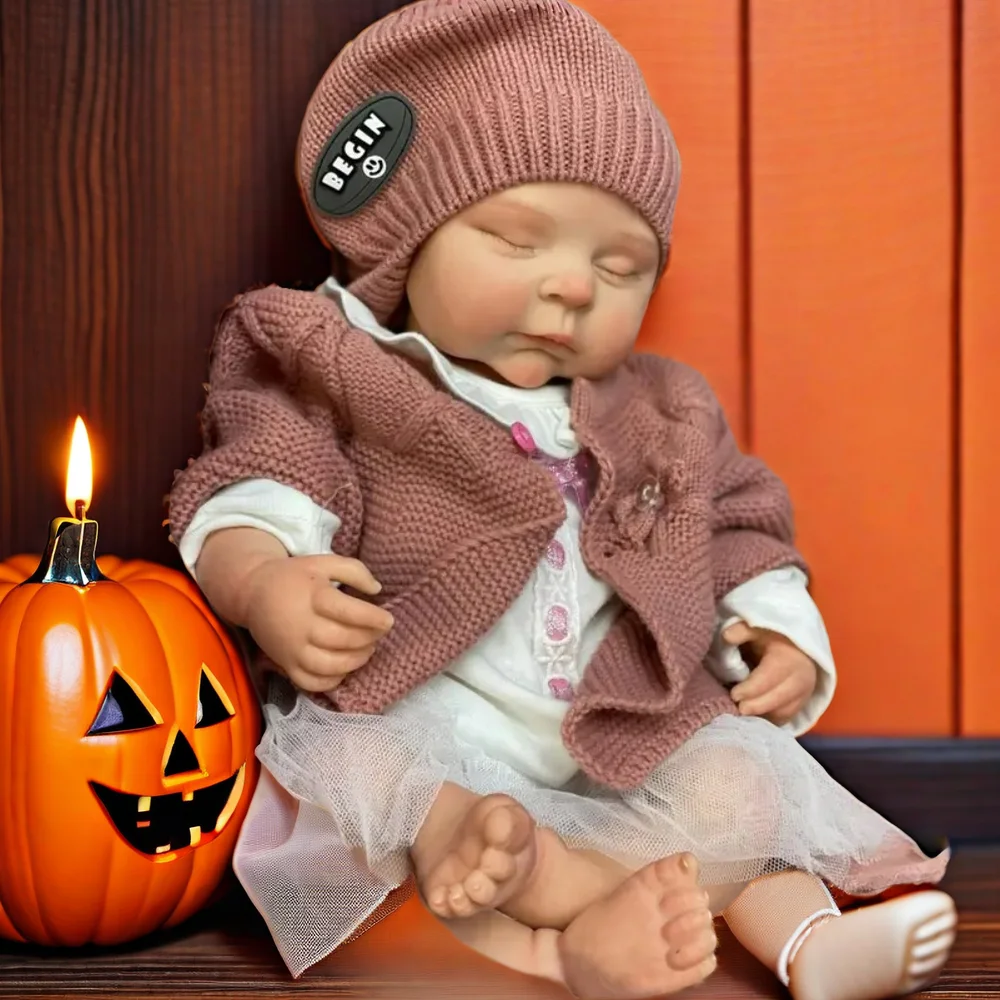 

18 Inch Peaches Silicone Reborn Girl Doll - Premium Silicone Body Lifelike Features Cuddle-Worthy Baby Ideal for Halloween