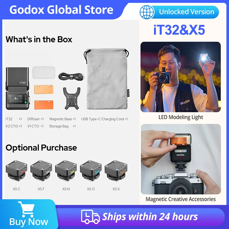 New Godox iT32&X5 IFlash Camera Flash C/N/S/F/O One System, TTL High-Speed Sync Mini Flash for Canon Sony Fujifilm Nikon Olympus