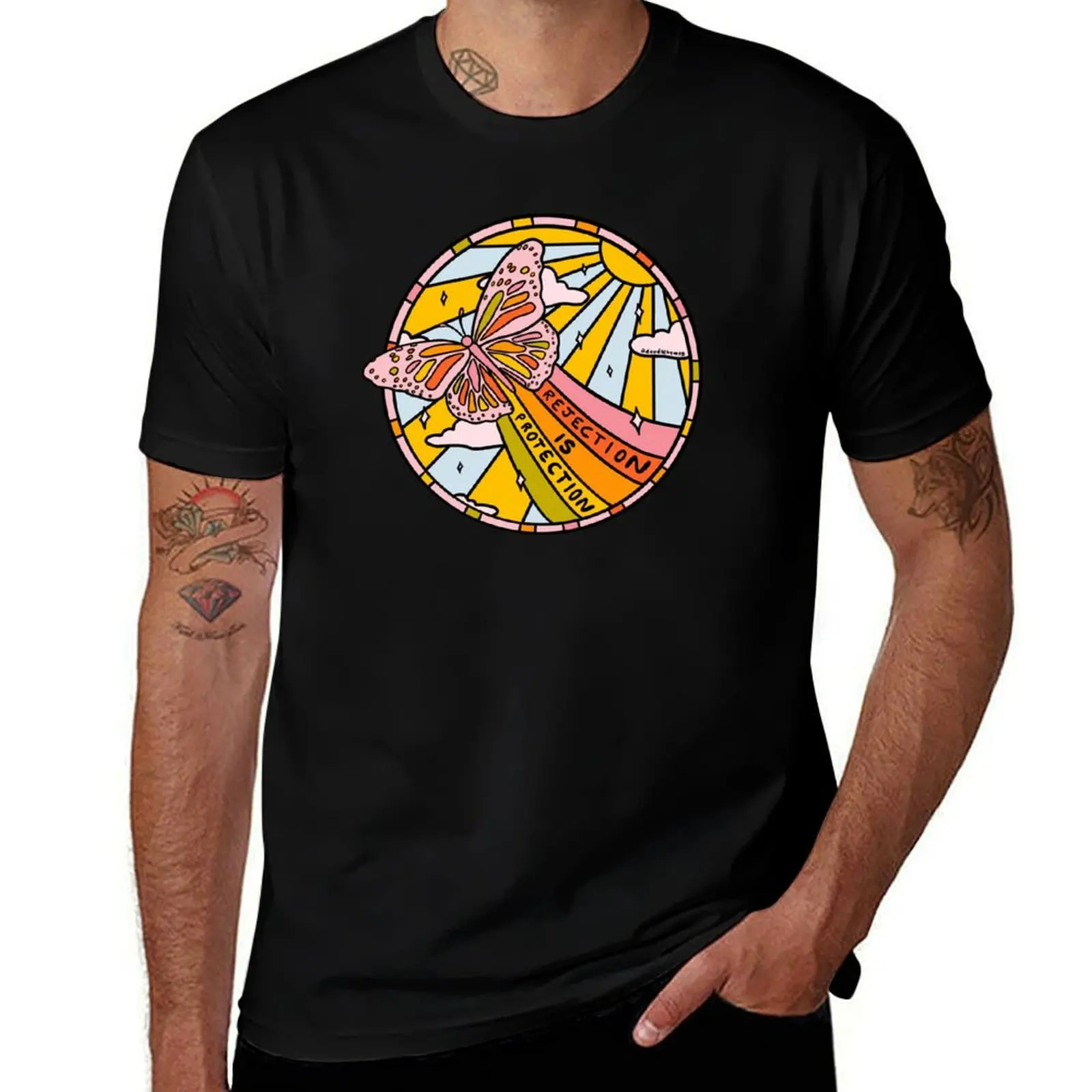 

anime with t Rejection T-Shirt tshirt shirts prints t man shirts Protection pack white is for