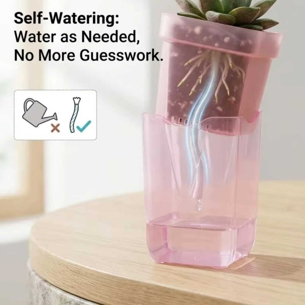 New Plastic Self-Watering Flower Pots Double-Layer Structure Root View Self-Absorbing Planters Nursery Pots Indoor Planting