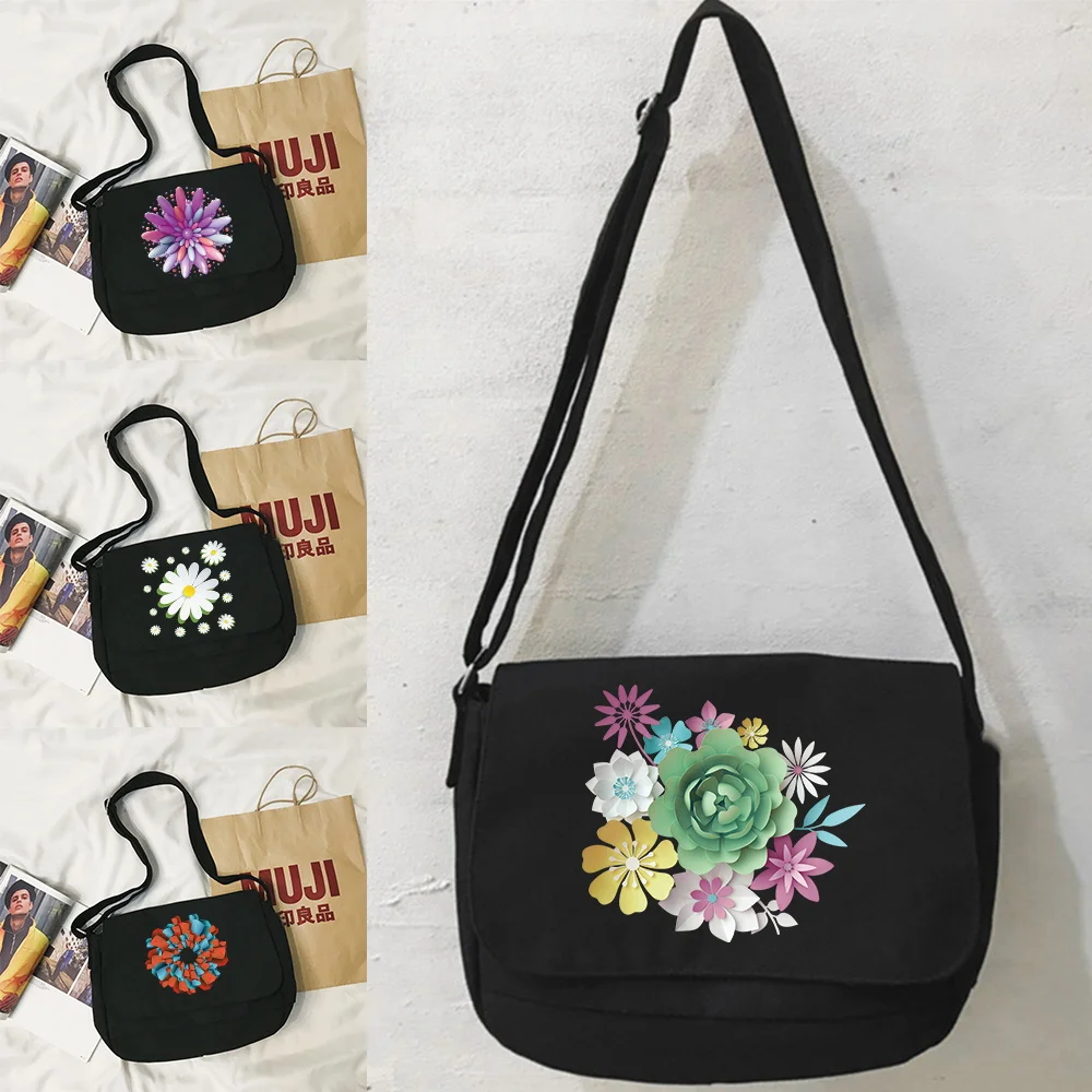 2025 New Shopping Pouch 3D Series Messenger Bag Casual Handbag Black Canvas Crossbody Purse Fashion Men Women Crossbody Bags