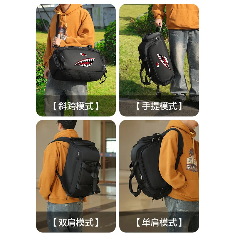 Neue Reisetasche im Haifisch-Design, große Kapazität, wasserdichte Sporttasche mit Schuhschrank, multifunktionaler Rucksack. – Detail 2