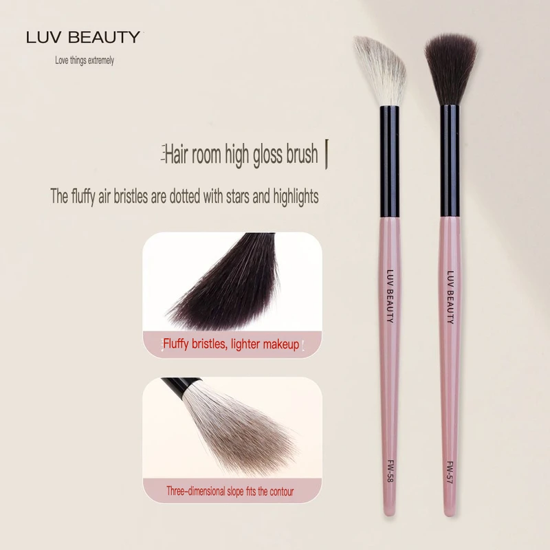 Aiwujiwu FW57 Slope Blush Brush, Animal Hair Highlight Brush, Brightening And Contouring Snow Fox Hair Makeup Brush