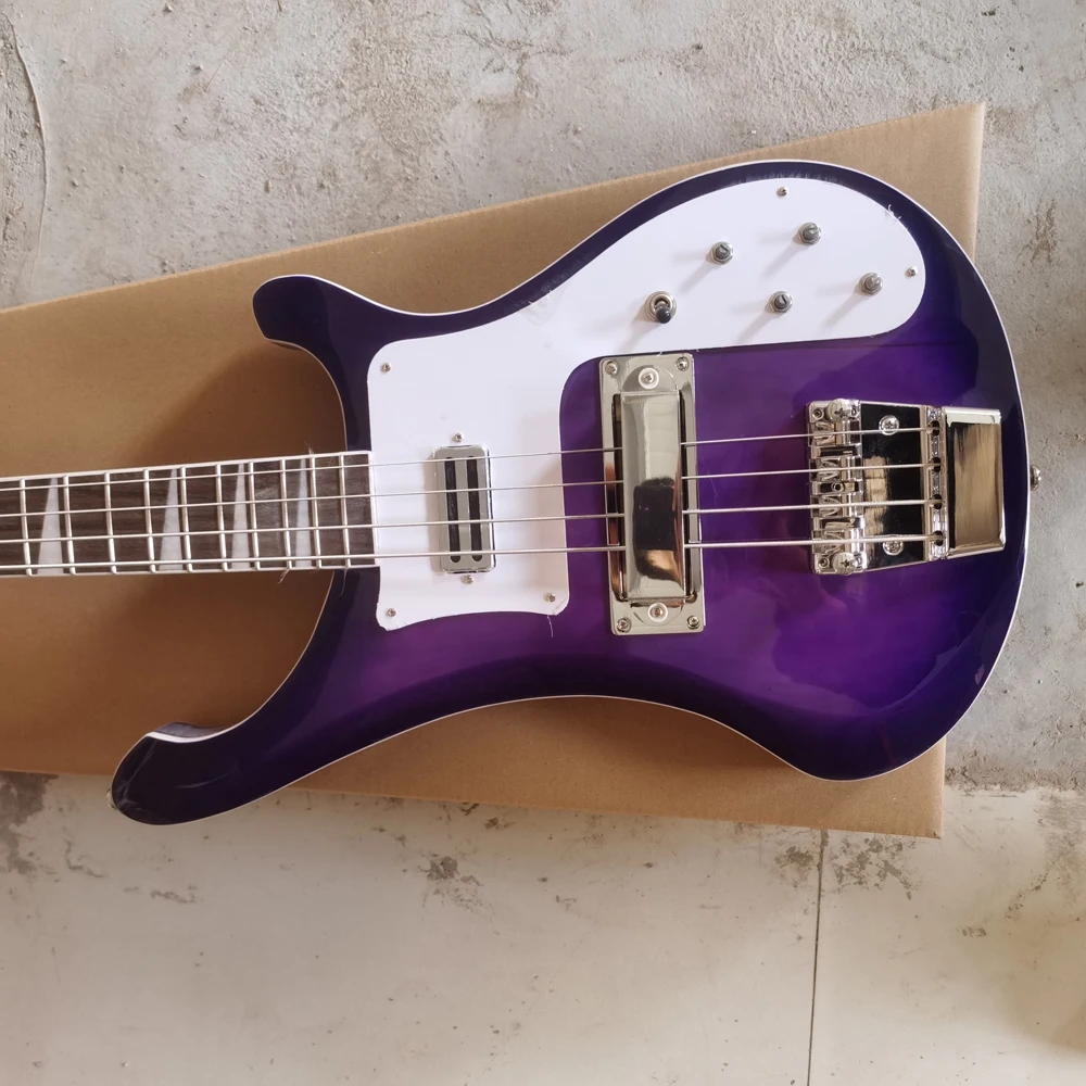 High quality Rickenbacker 4003 bass electric guitar, purple guitar body, 4-string bass guitar