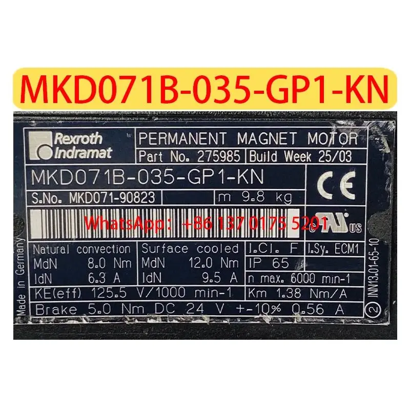 MKD071B-035-GP1-KN Used Servo Motor，Tested ok，Fast shipping