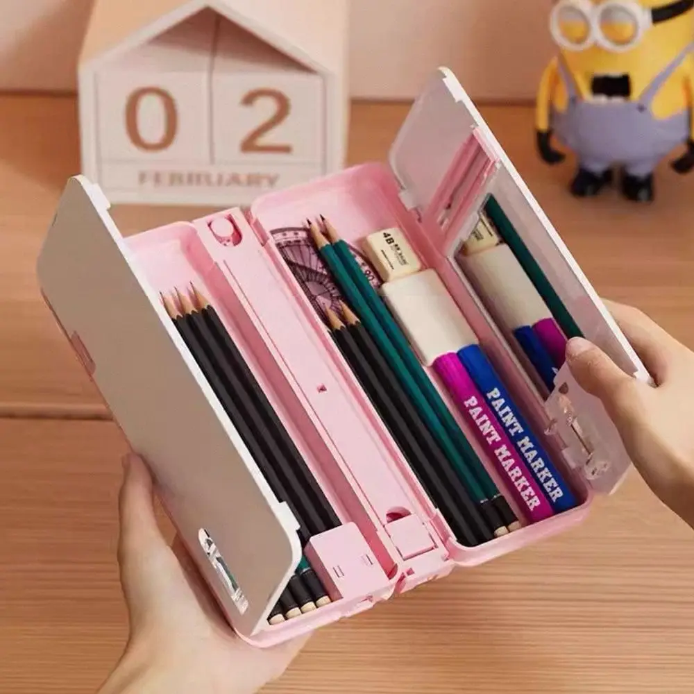 Dual-use Reading Bookshelf Pencil Case Large Capacity Multi-functional Pen Box Bookstand Stationery Box for Students