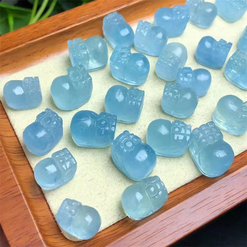 

5pcs Natural Aquamarine Pixiu Carving Mineral Stone Crystal Figurine Healing Quartz Reiki Lucky Cute Festival Gift