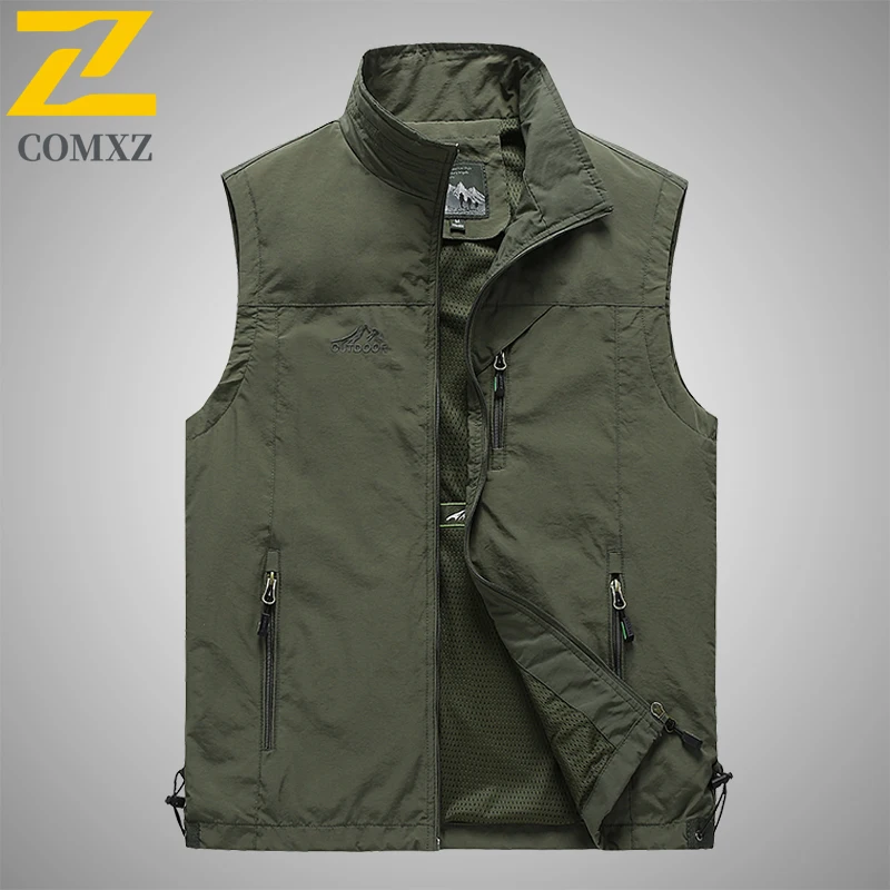 

2024 Summer Men's Vest Outdoor Casual Loose Fishing Multi Pocket Mesh Coat Men's Unloading Work Hunting Sleeveless Jacket