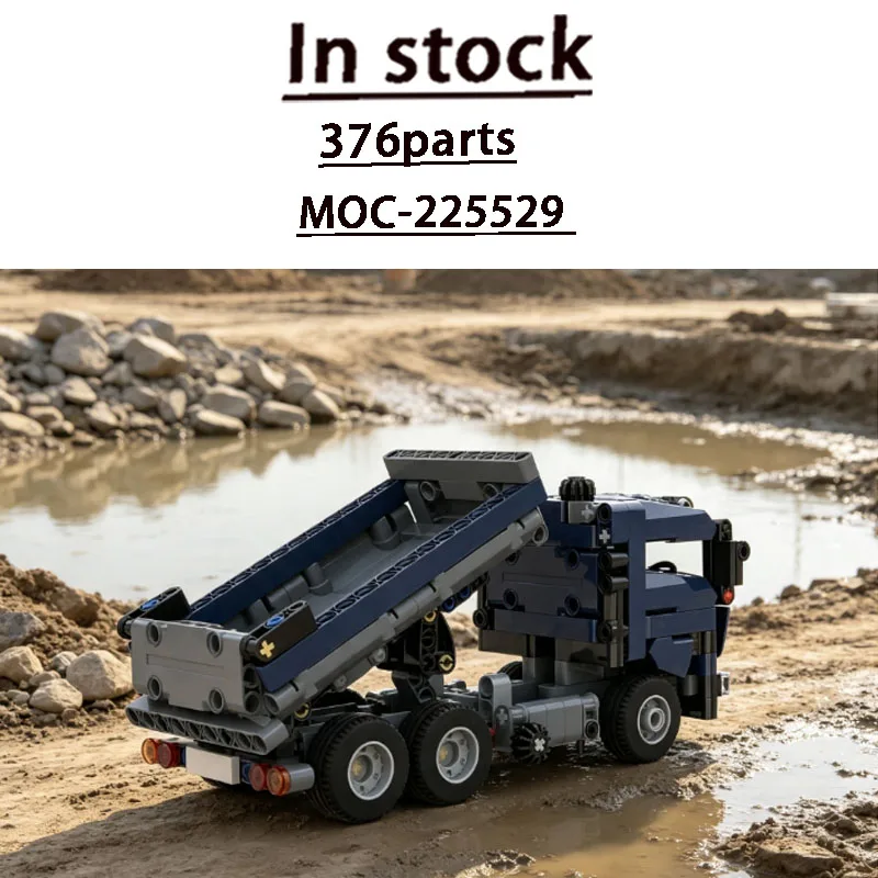 Assembly Model MOC-225529 Popular New Tilt Semi-Trailer Dump Truck 376 Parts Creative Custom Birthday Building Block Toy Gift