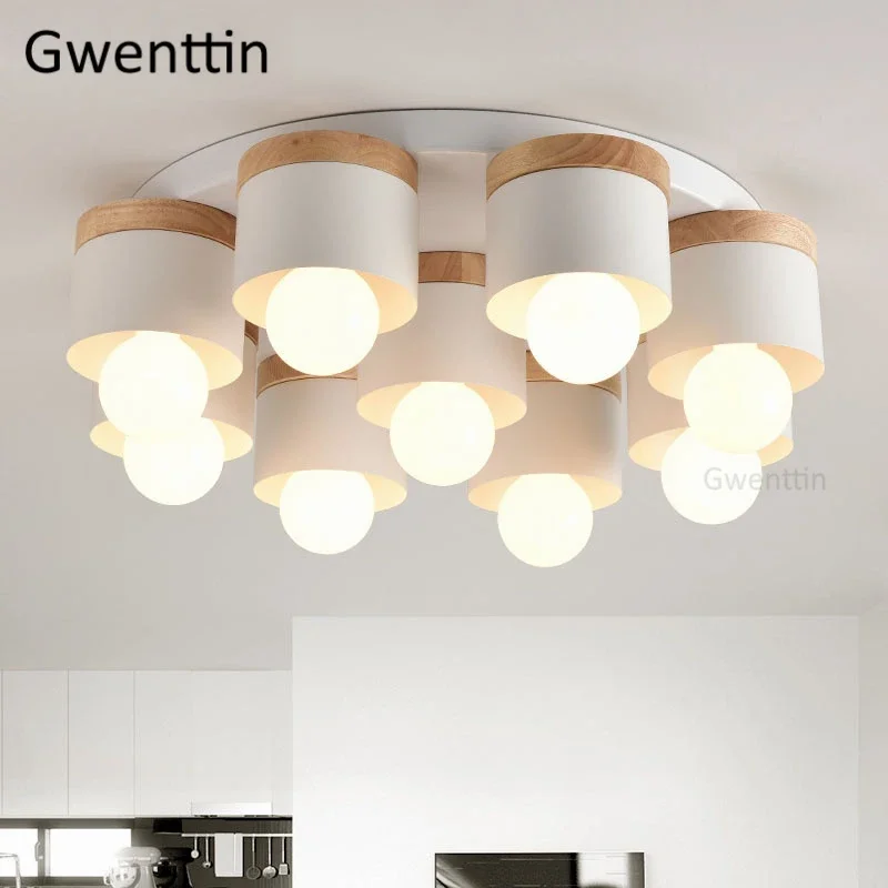 

Nordic Modern Ceiling Light Wooden Iron Lamps Bedroom Living Room Home Decor Hanging Suspension Luminaire LED Lighting Fixtures