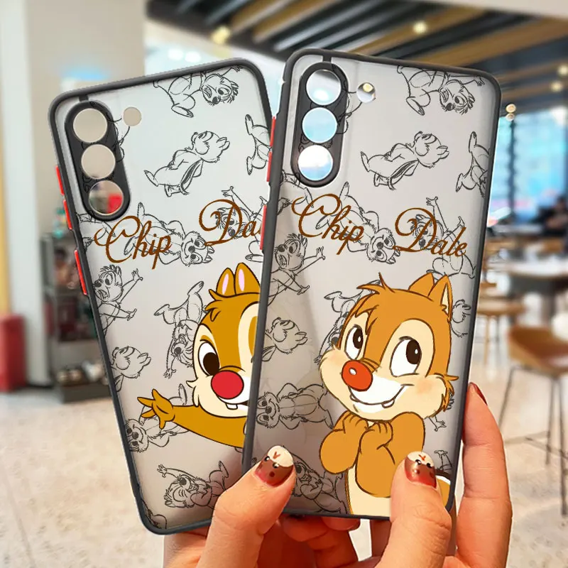 Chip \'n\' Dale Cute For Samsung S24 S23 S22 S21 Ultra S20 FE S10 Plus Lite 4G 5G Frosted Translucent Phone Case