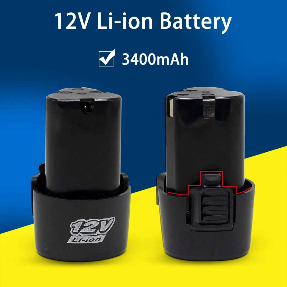 High Capacity 12V 3400mAh Universal Rechargeable Battery for Power Tools Electric Drill Electric Screwdriver Li-ion Battery