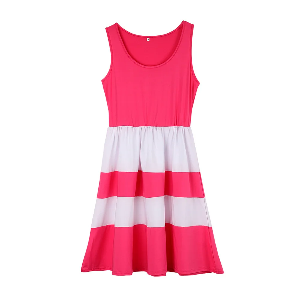 2023 new spring and summer stitching mother-daughter vest dress parent-child children\'s striped dress mother striped dress