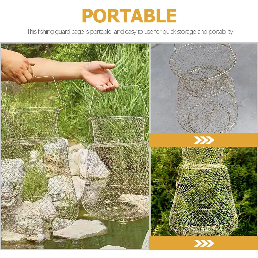 

Galvanized Metal Fishing Guard Cage Wear Resistant Easy Clean Foldable Portable Fish Catching Basket For Shrimp Lobster Crabs
