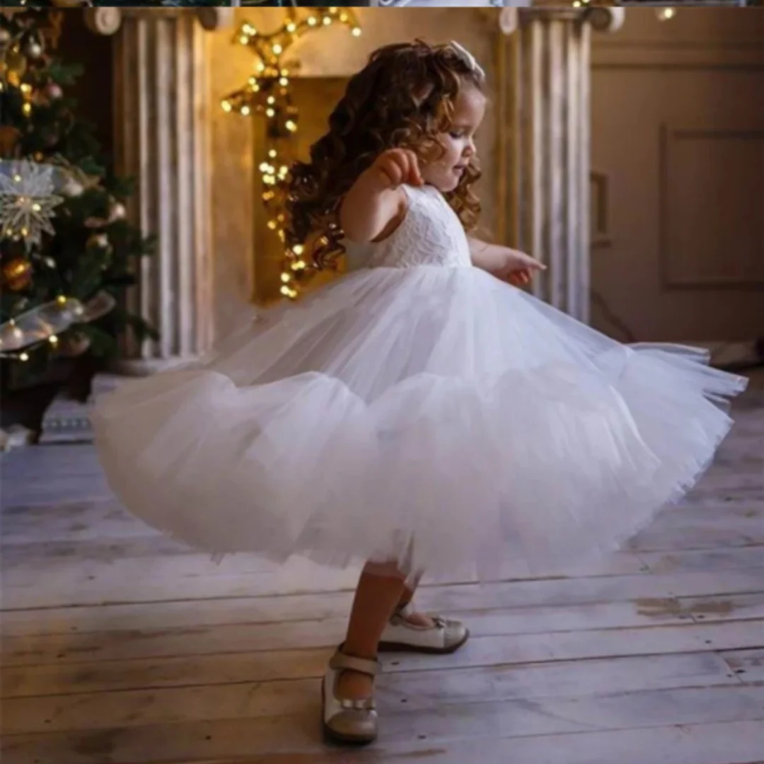 Vintage Lace Flower Girl Dresses Cheap Ball Gown Tulle Child Dresses Beautiful Flower Girl Wedding Dresses