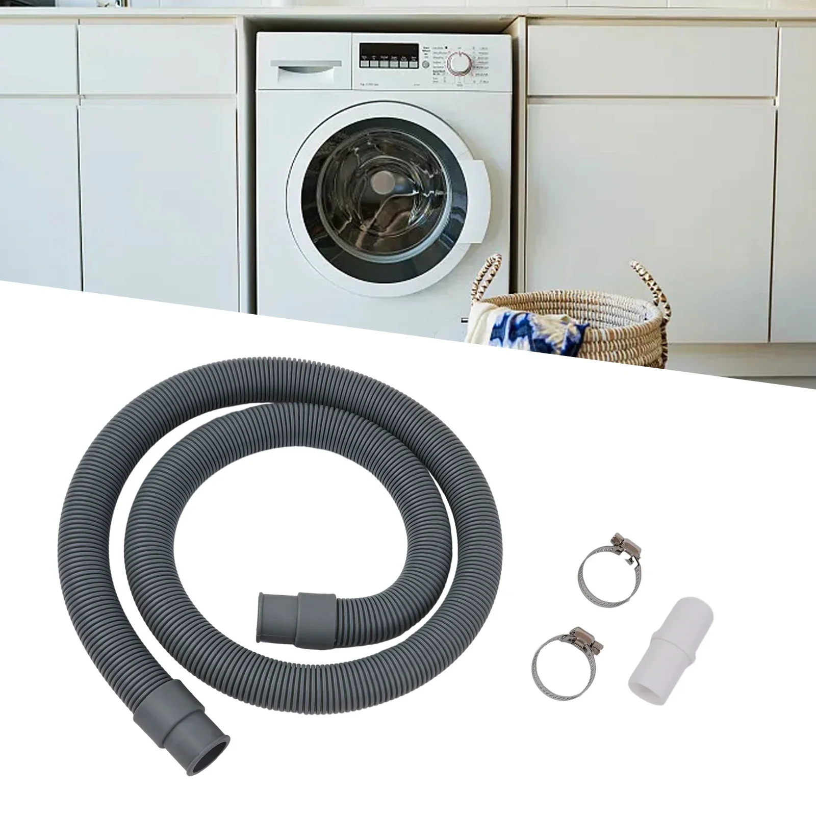 

Washing Machine Dishwasher Drain Waste Hose Extension Pipe Flexible Extension Waste Pipe Kit With Connector Clip Bathroom Access