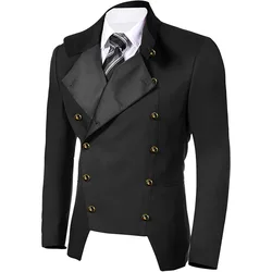 Steampunk Men's Jacket Medieval Cosplay Retro Coat Gothic Military Blazer Victorian Clothes Halloween Costume