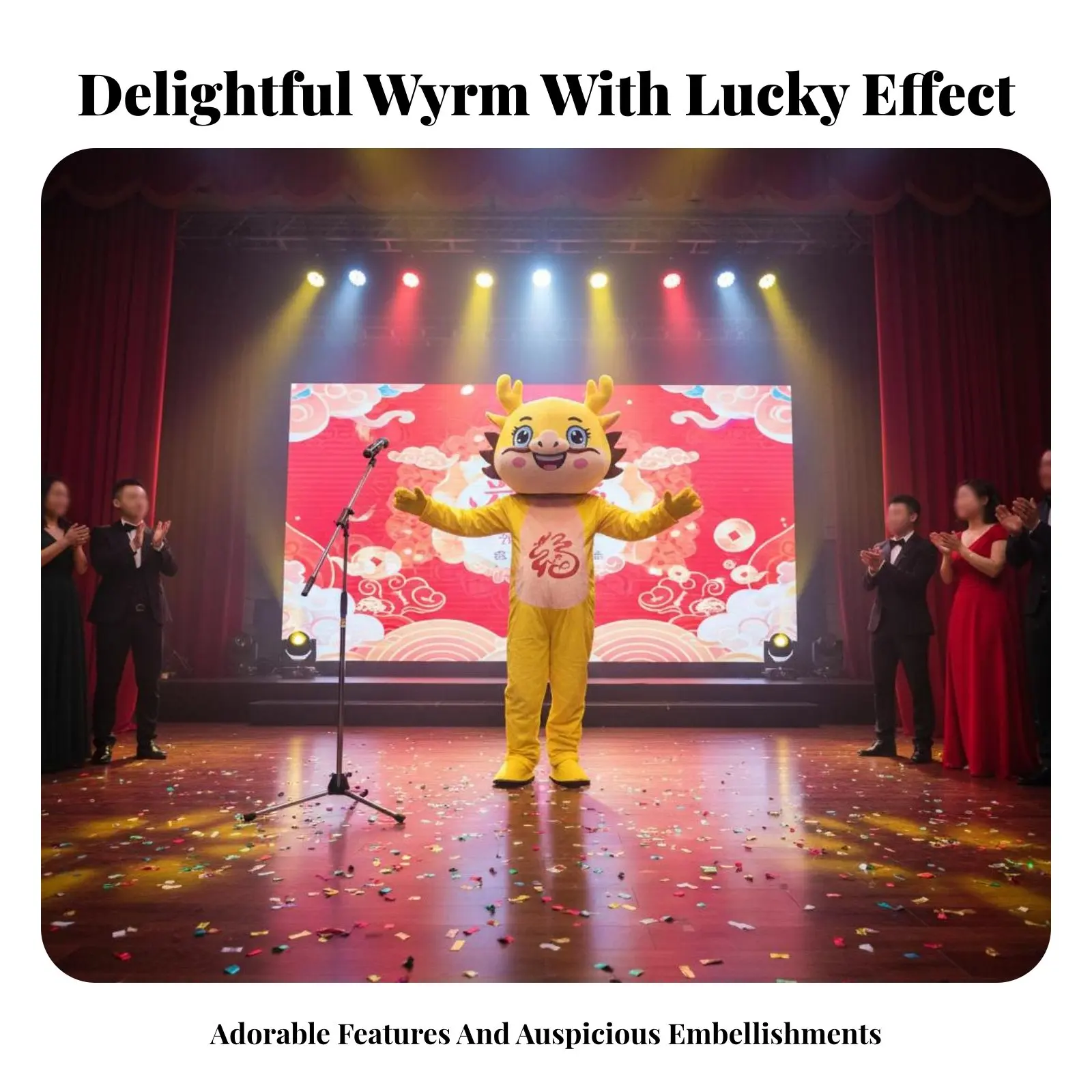 

Костюм персонажа китайского дракона: полноразмерный костюм-костюмчик с благоприятным дизайном в мультяшном стиле