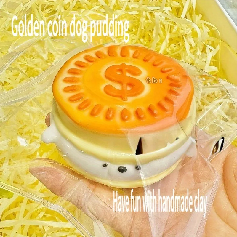

1pc Golden Coin Dog Pudding Relax Toy