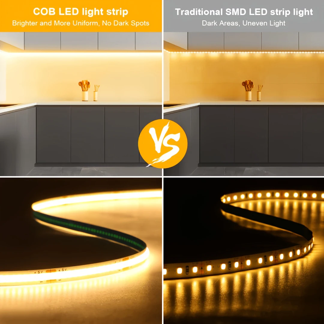 COB Led Strip Light USB 5V Led Tape with Adhesive for Kitchen Cabinets, Wardrobes, Shoe Racks, Showcase Lighting