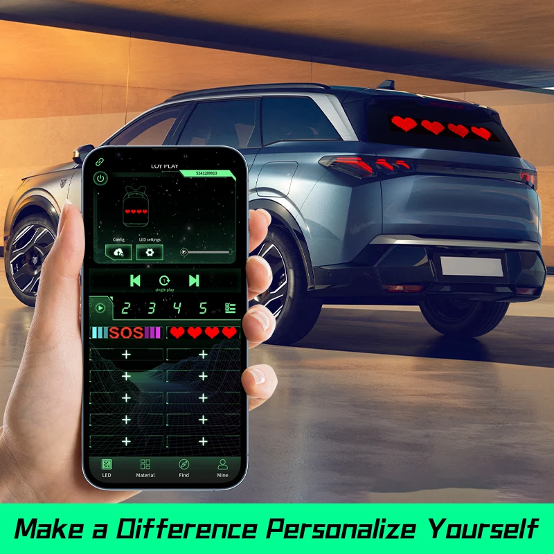 Demon Eyes Car LED Logo APP LED Matrix Pixel Panel Night Light DIY Programmable Flexible LED Display for Car Truck Accessories