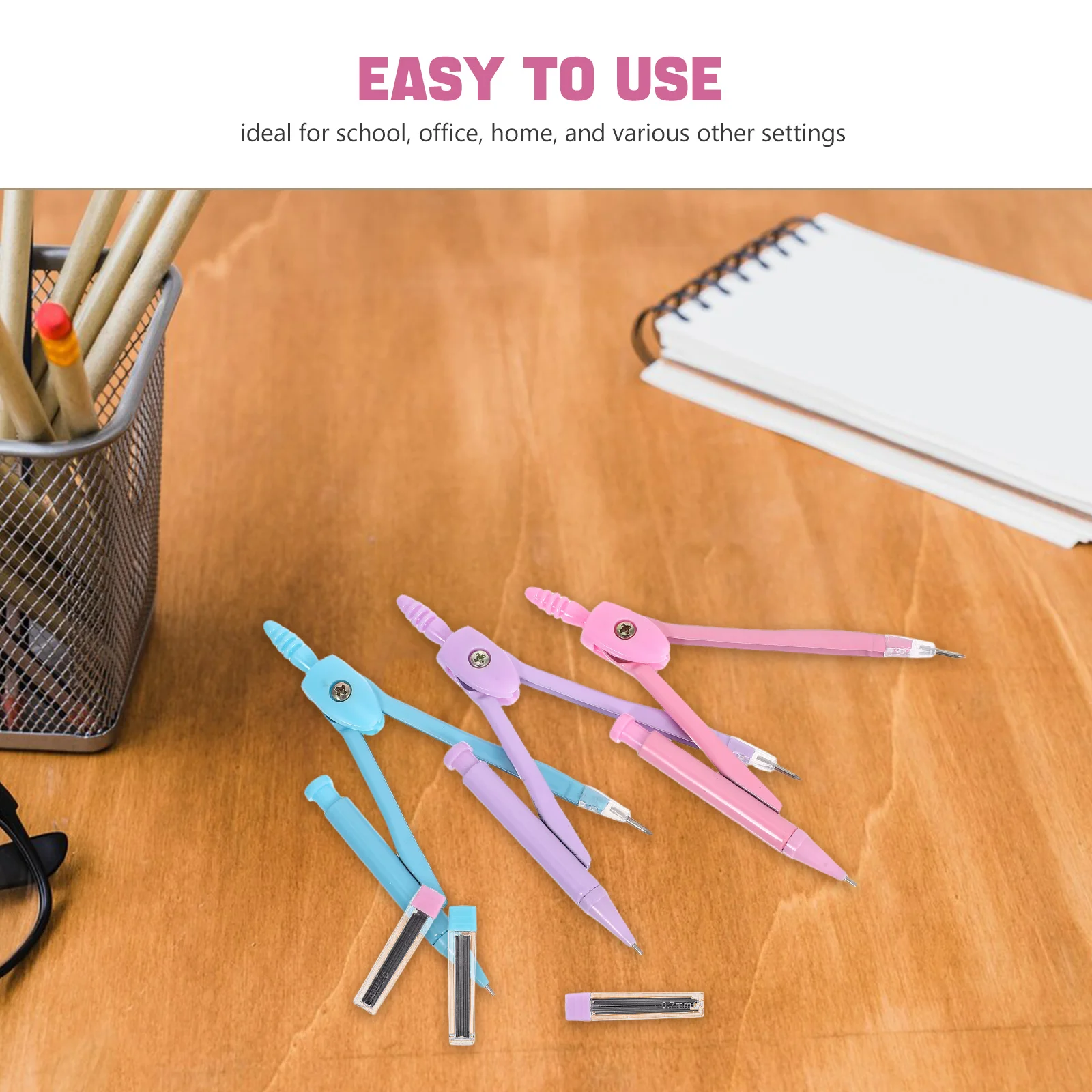 3Sets Geometry Compass Set Sturdy Construction Precision Drawing Tool for School Office Home Math Art Projects Technical