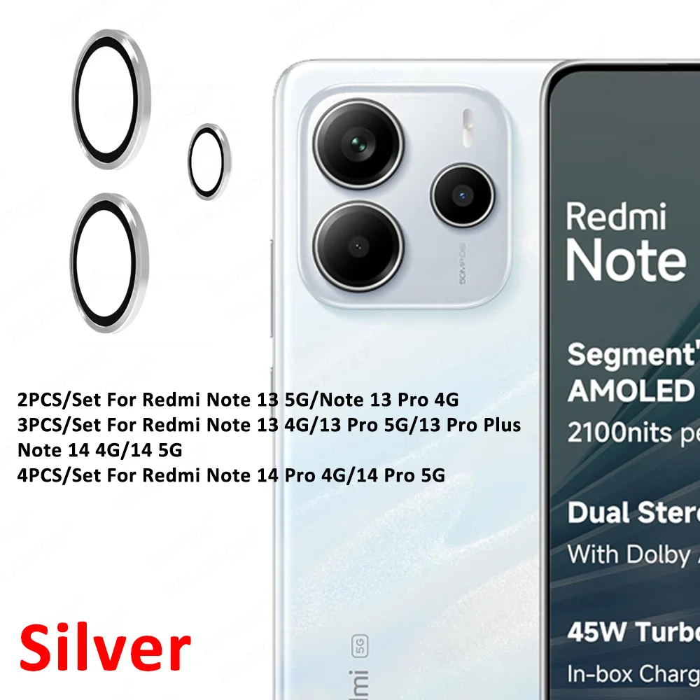 

Redmy Note 14 5G Lens Ring Back Camera Zia Protector For Xiaomi Redmi Note14 Pro 13 Pro+ 14Pro 13Pro Note13 4G Back Lens Glass