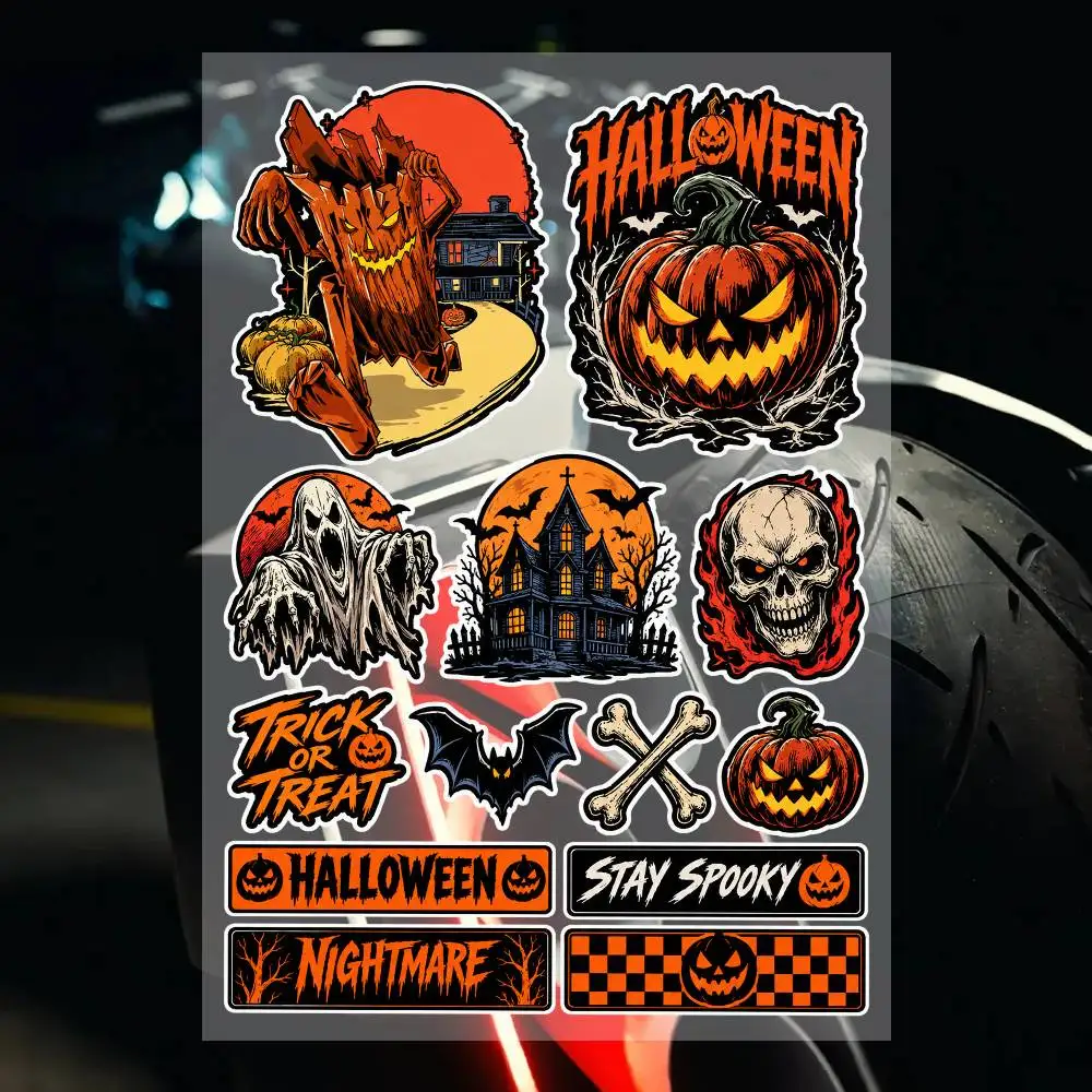 Haslloween NiGhtmasre Graphic Sticker Set Waterproof Vinyl Decals For Motorcycle Helmet Car Laptop Skateboard Luggage Phone Case