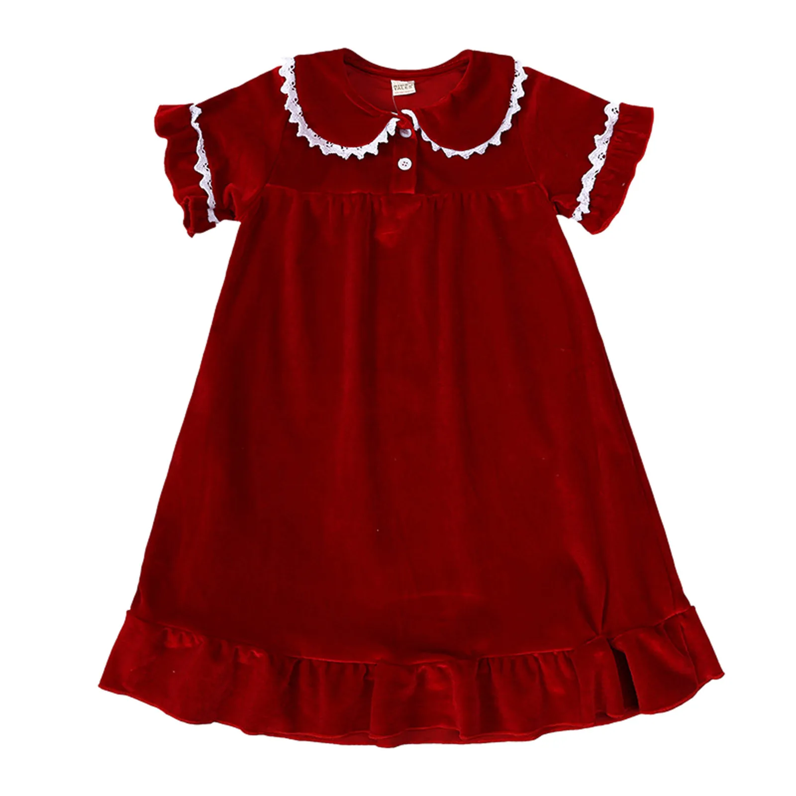 Winter Red Velvet Pajamas Baby Girl Clothing 2025 New Style Children Short Sleeve Cute Princess Dress Kids Girls Dress Christmas