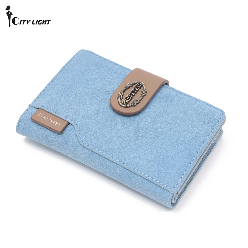 

Brand Women Medium Wallets PU Leather Female Purses Nubuck Leather Vintage Coin Purse