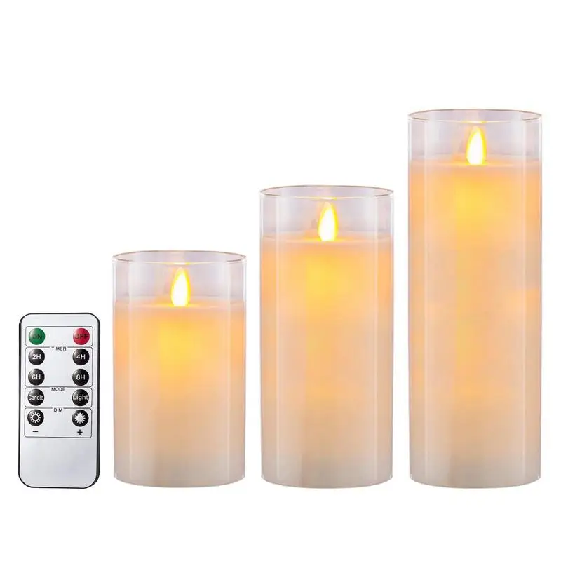 

Led Candles Flickering 3pcs Real Wax Pillar Candle Set With Timer Mantle Decor Room Decor Wedding Centerpieces For Bedroom