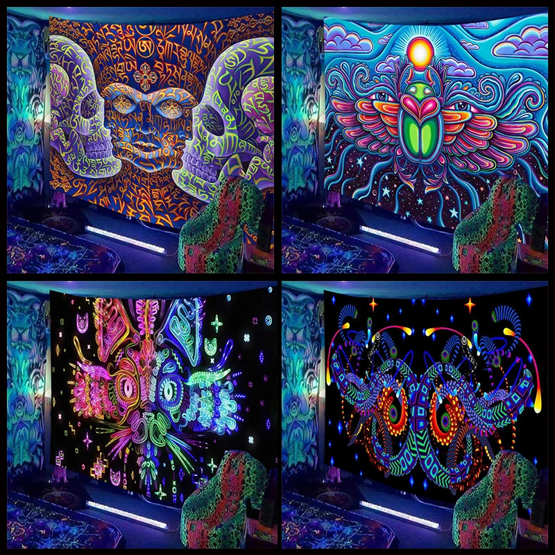 Skull Pattern Tapestry, Suitable For Bedrooms And Living Rooms - Bohemian Psychedelic Hippie Style Home Decoration