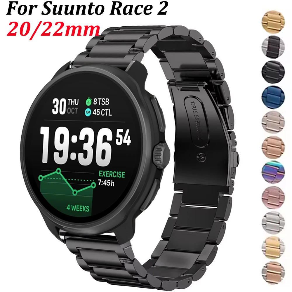 20 22 mm Metallarmband für Suunto Race 2/S/Run Edelstahlarmband für Suunto Vertical/Ocean/3 Fitness/5 Peak/9 Peak PRO