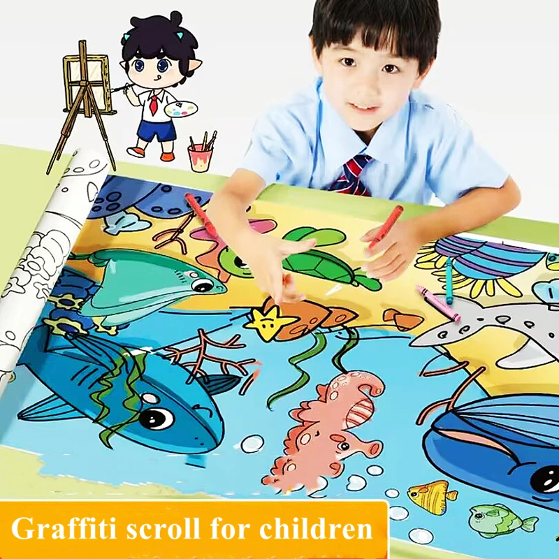 New Montessori Drawing Roll Sticky Color Filling Paper Graffiti Scroll Coloring Paper Roll for Kids DIY Painting Educational Toy