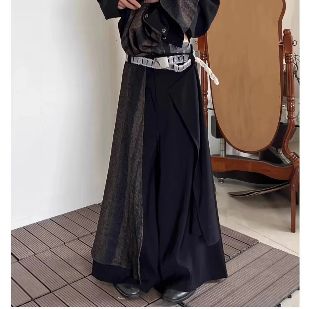 Men‘s Avant Garde Hakama Pants Asymmetrical Layered Wide Leg Trousers 2026 New