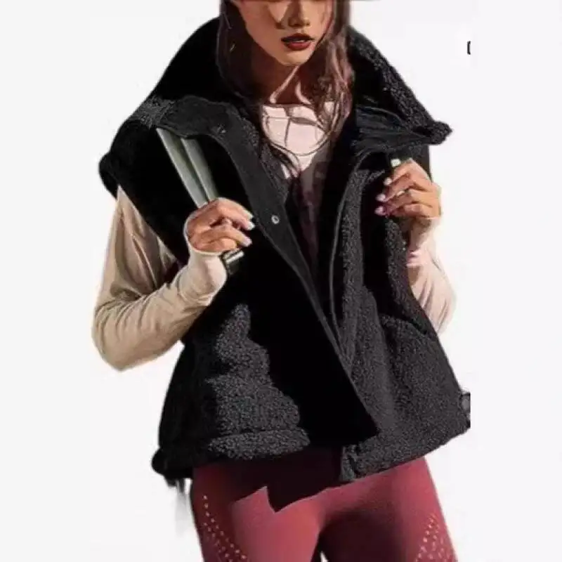 

WESTSHAN EU US Size Men Women's Fleece Vest Sleeveless Button Down Vests Casual Sherpa Jacket Winter Outerwear With Pockets